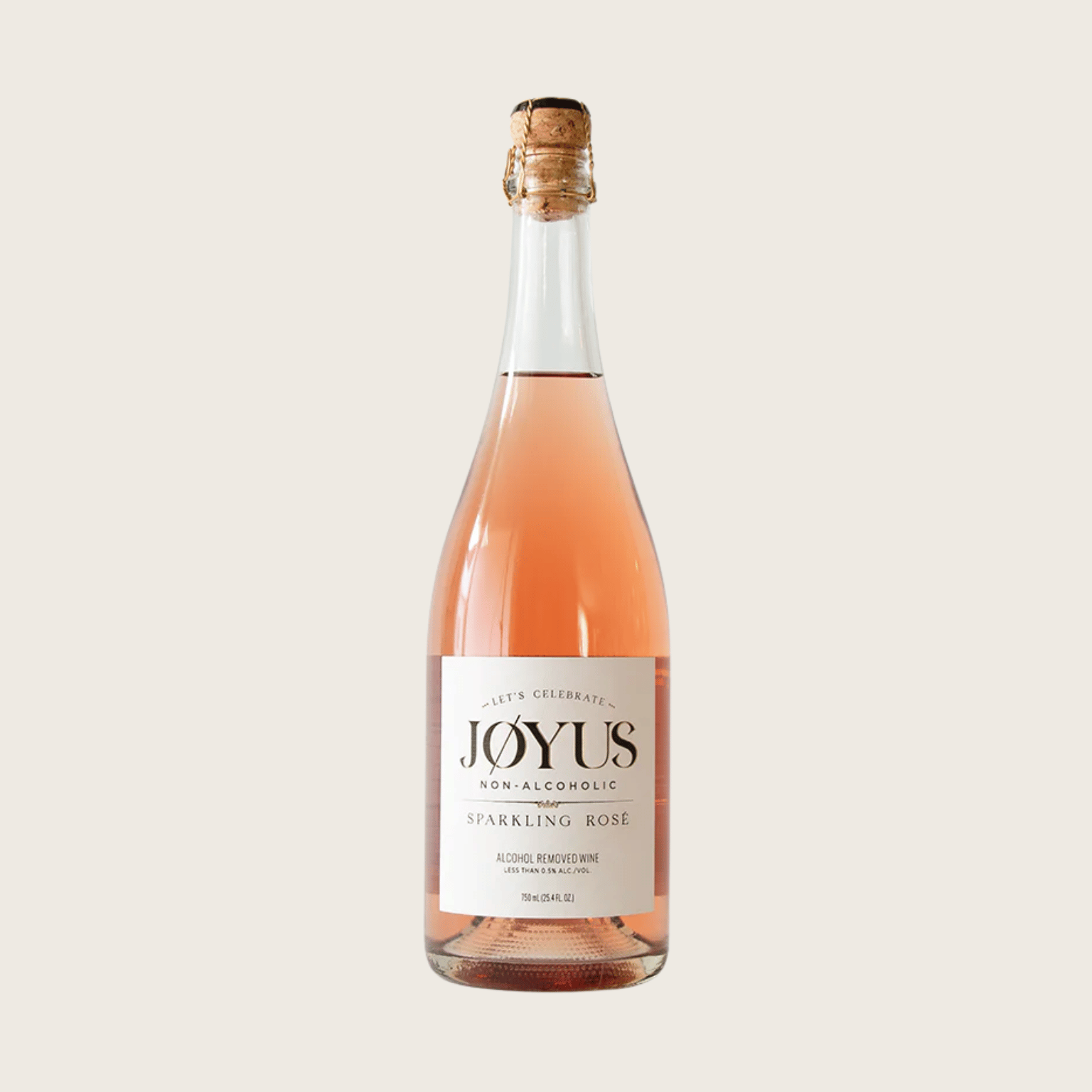 A bottle of Joyus non-alcoholic sparkling rose wine.